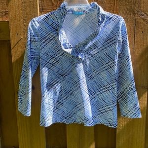 J McLaughlin blue stretch top small